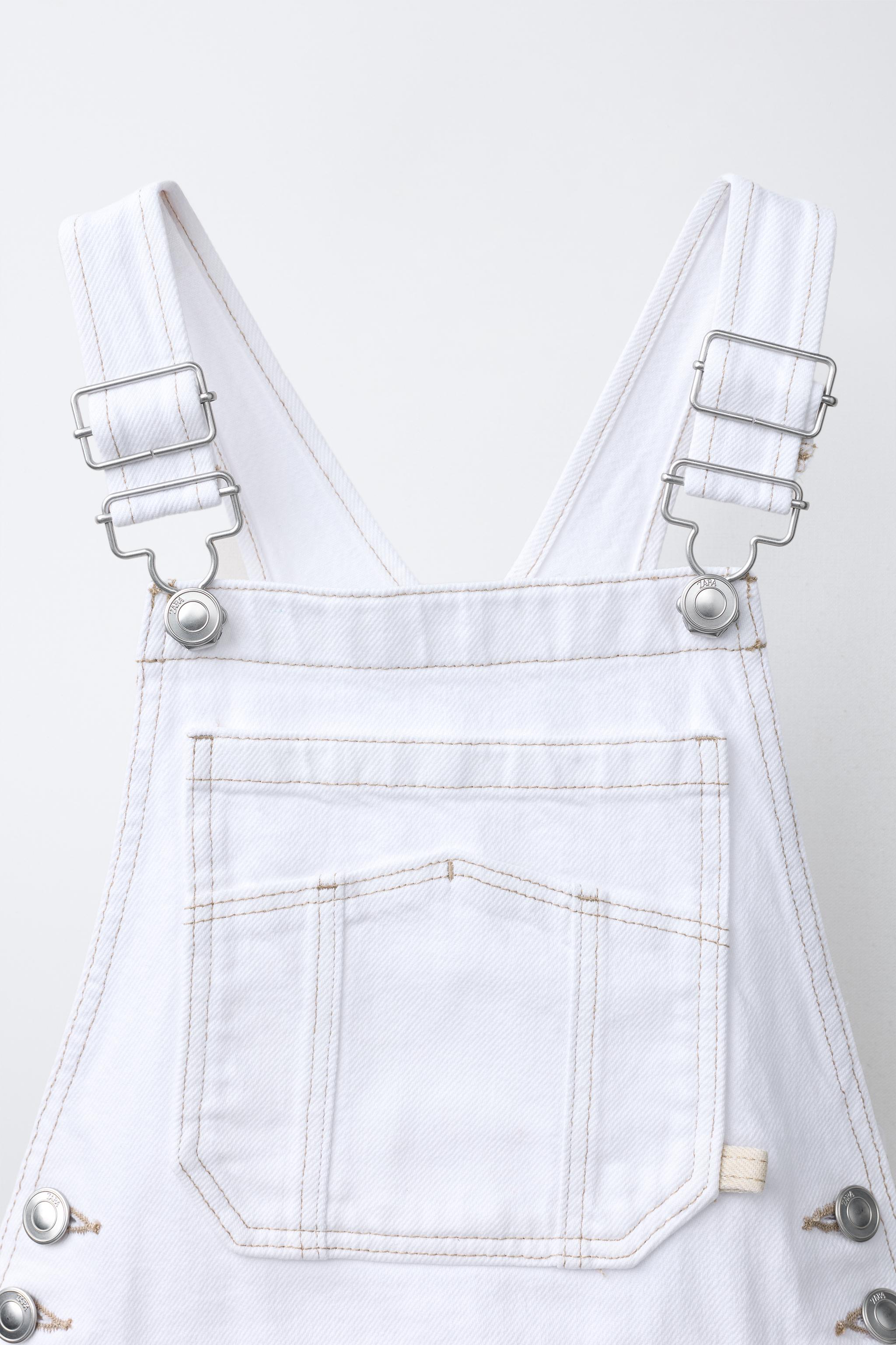 CONTRAST TOPSTITCH DENIM PINAFORE